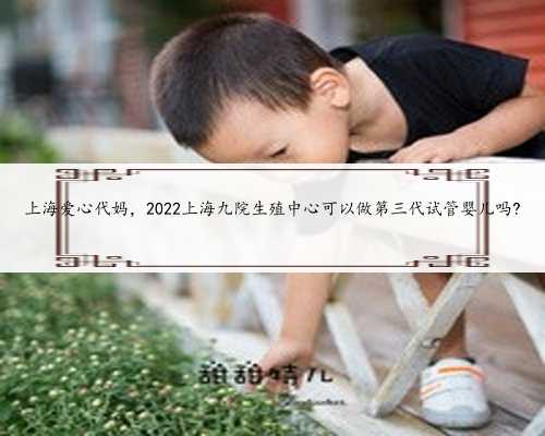 上海爱心代妈，2022上海九院生殖中心可以做第三代试管婴儿吗?