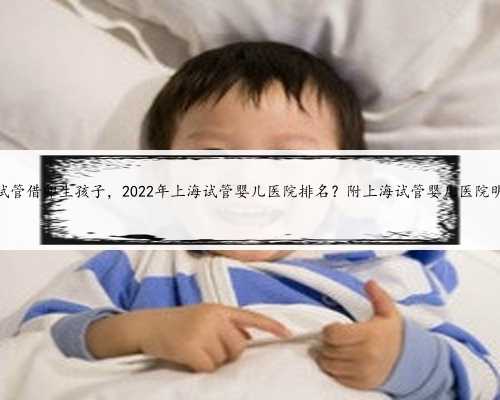 上海试管借卵生孩子，2022年上海试管婴儿医院排名？附上海试管婴儿医院明细